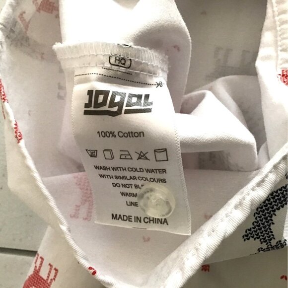 JOGAL -WHITE CHRISTMAS FIGURES LONG SLEEVE BUTTON DOWN COTTON SHIRT SIZE X-LARGE - Picture 7 of 7